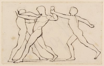 A Group of Three Wrestling Figures by John Flaxman